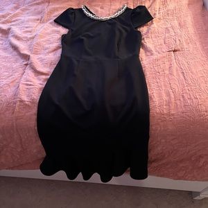 Betsey Johnson Black Dress Pearl Collar